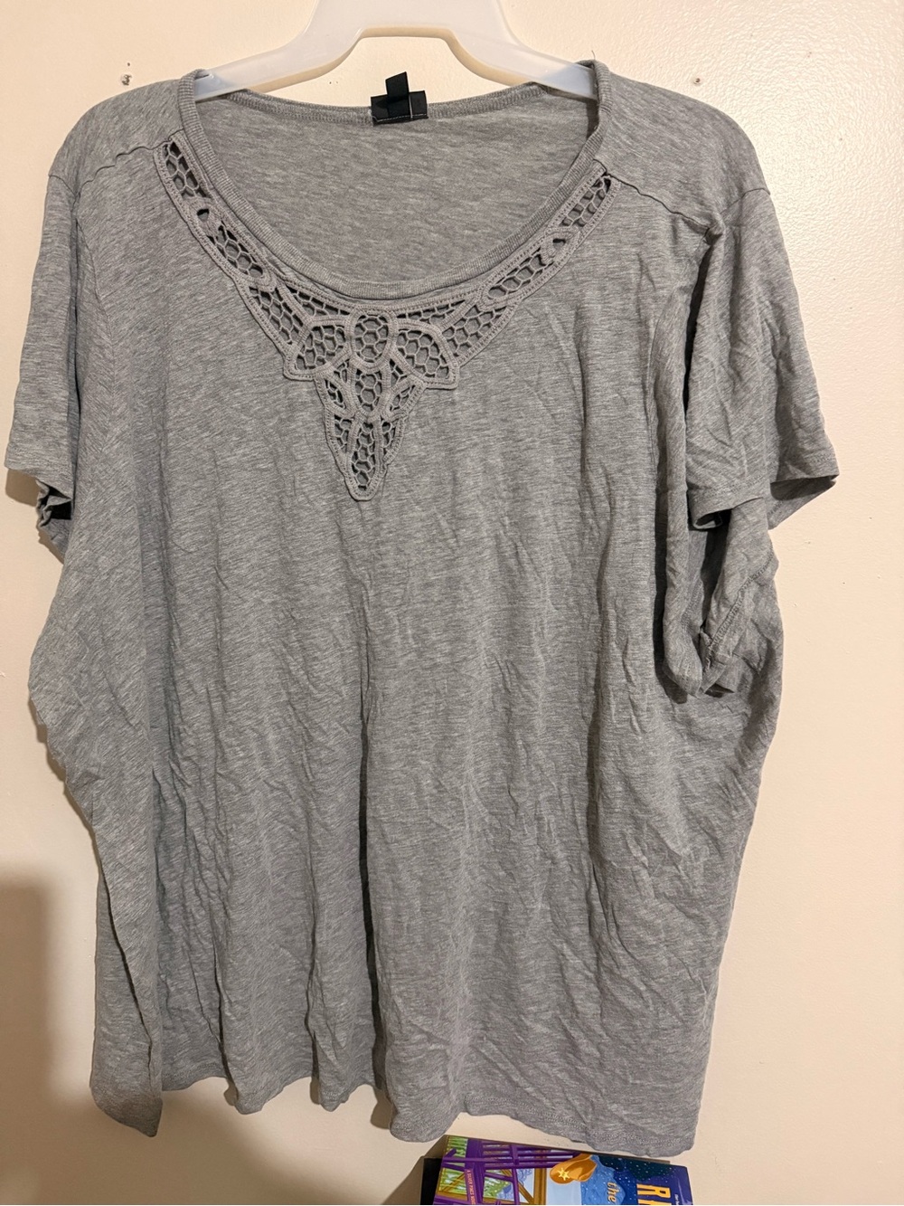 torrid Gray Crochet-Accent Scoop Neck Tee